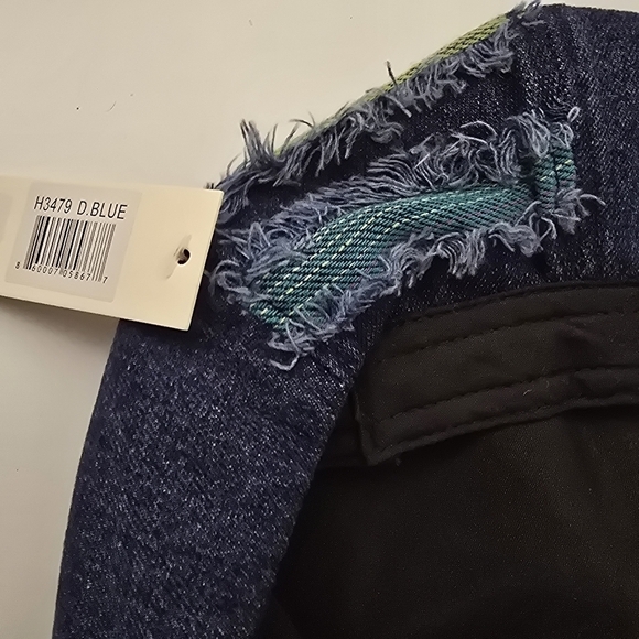 Denim Beret with Multicolor Fringe - Picture 6 of 10